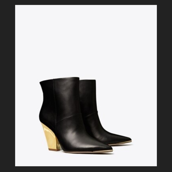Tory Burch Black and Gold Heeled Boots